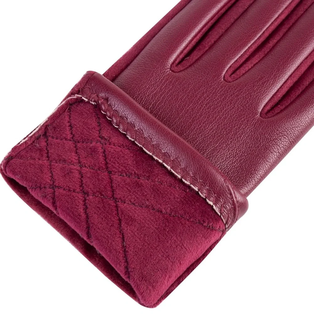 Leather Gloves, Touchscreen Texting Warm Cashmere Lining Windproof Suede Driving